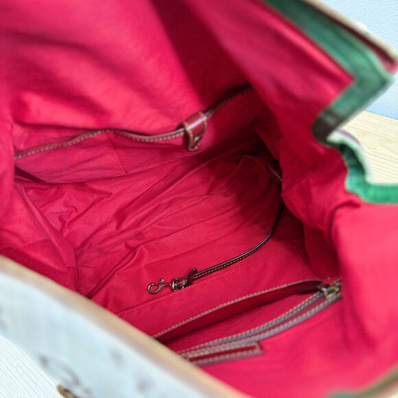 Dooney and Bourke Florentine Jacquard The Smith Bag Large in Red Monogram - Picture 6 of 16